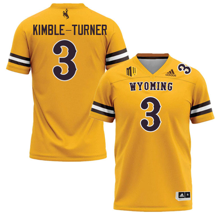 #3 Kaiden Kimble-Turner Wyoming Cowboys Jersey College Football Uniforms,Gears,Jerseys-Gold